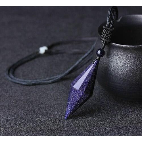 Natural stone obsidian pendant pendulum Double pointed pendants Green twine chakra pendule star of RongDe pendant Lucky Love
