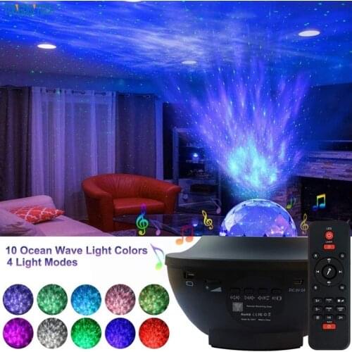 Colorful Star Projector Night Light Sky Laser Ocean Wave Starry Projector Rotating LED Light for Kid Bedroom Decoration Gift