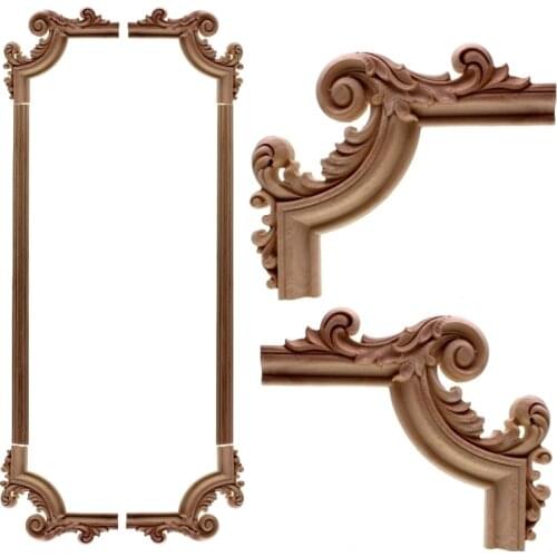 RUNBAZEF Wholesale Exquisite Classic Rubber Wood Carved Applique Furniture Natural Decal Color Home Decoration Accessories