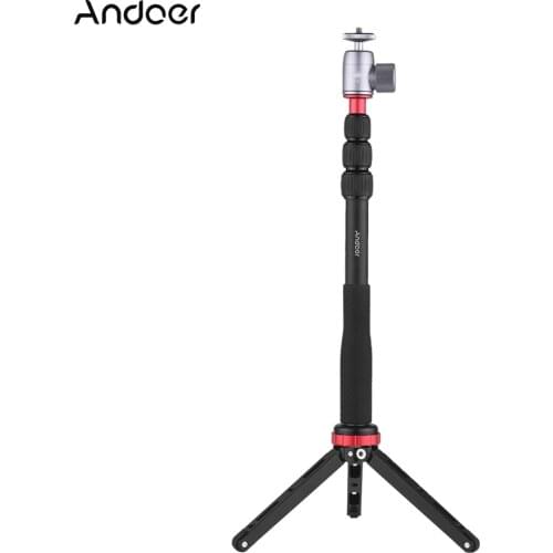 Selfie Stick with Mini Tabletop Tripod & Mini Ball Head 4-Section Extendable for GoPro Action Camera for Handheld Gimbal