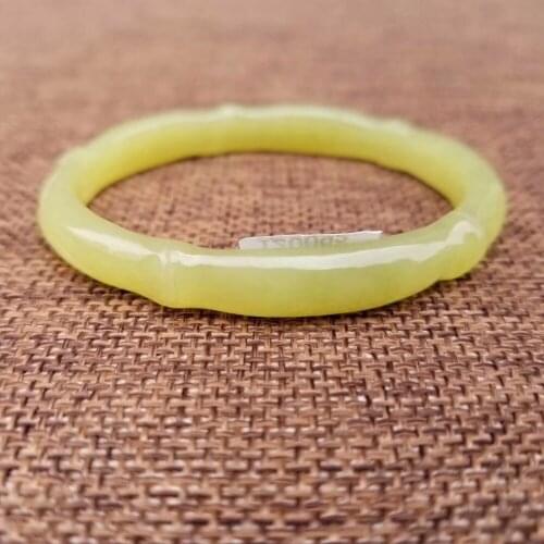 XXinjiang Hetian jade yellow mouth material green topaz chaise bamboo bracelet hb2830