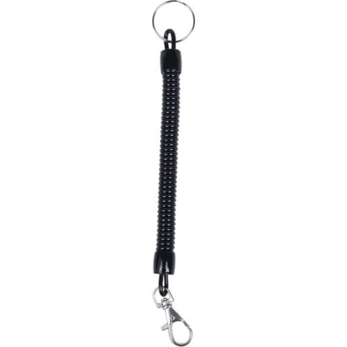 Lobster Clasp Black Spring Stretchy Coil Cord Strap Keychain Key Chain Rope