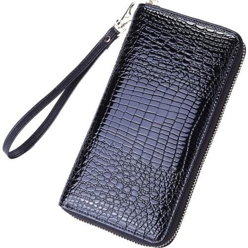 Ladies Long Wallet Genuine Leather Wallet Multifunctional Long Wallet Fashionable Large Capacity Mobile Phone Zipper Bag