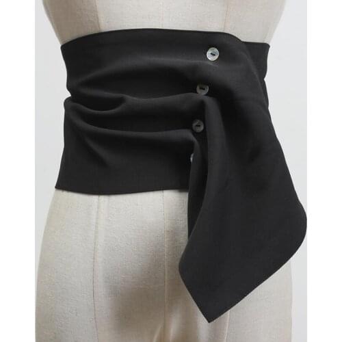 Womens runway fashion white black fabric Cummerbunds female Dress Corsets Waistband Belts decoration wide belt R2995
