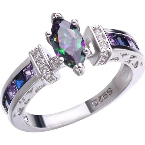 Fashion Multicolor Horse Eye AAAA+ Zirconia Real 10 KT Rhodium Filled Ring Women Fine Jewelry Bijoux CZ Finger Ring wedding Ring