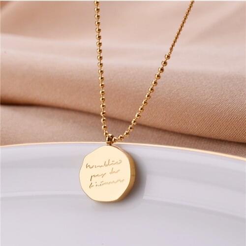 FLASHBUY New Fashion Necklace Vintage Stainless Steel Round Pendant Women Girls Necklace Jewelry Gift 2020 Female