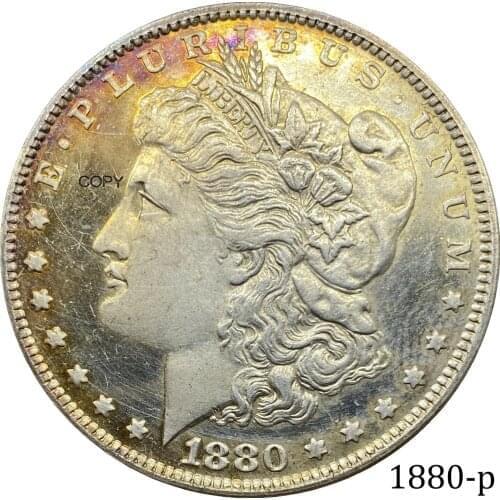 1880 United States Morgan One Dollar US Coin Cupronickel Plated Silver Morgan Silver Dollor Coin