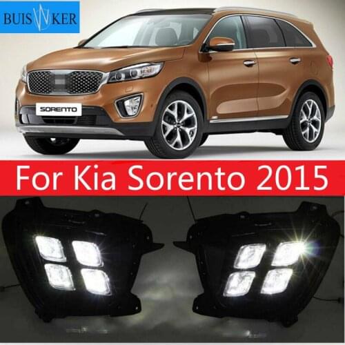 2pcs Day Light Daytime Running Lights For Kia Sorento 2015 12V ABS LED DRL Fog Lamps Cover Driving Lights Accessories