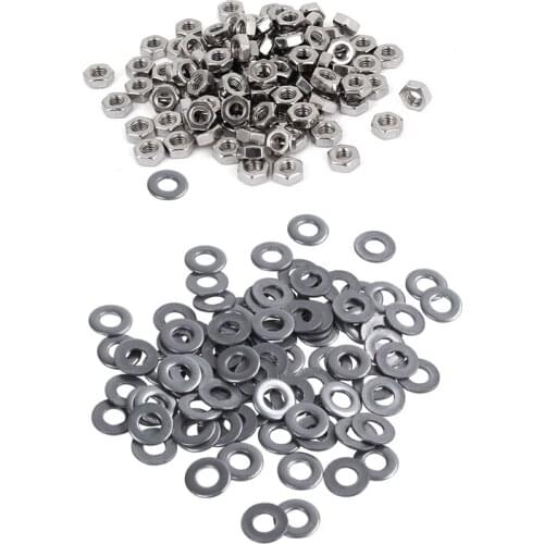 200Pcs Metric M3 304 Stainless Steel Fastener DIN934 For Bolt ,Hex Nuts & 3 Mm Metric Flat Washer