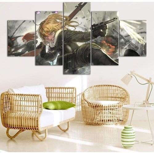5 Piece Wall Art Canvas Anime Manga Frontline Girl Figure Posters And Pictures Modern Decor Living Room Decoration Paintings