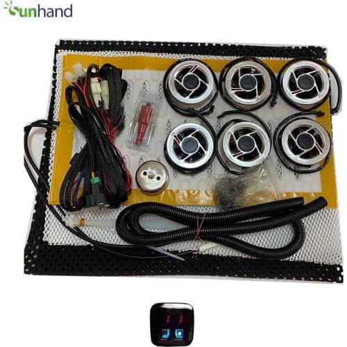 6 Fans 12V auto cool ventilation fan carbon fiber seat heating pad/ car interior cooling&heating system with LCD 5 Speed switch