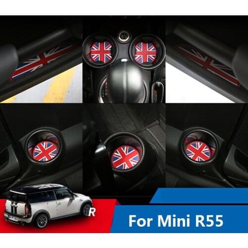 7pcs Rubber Car Groove Mats Water Cup Holder Pad Coaster for Mini Cooper R55 Clubman 2007 2008 2009 2010 2011 2012 2013 Styling