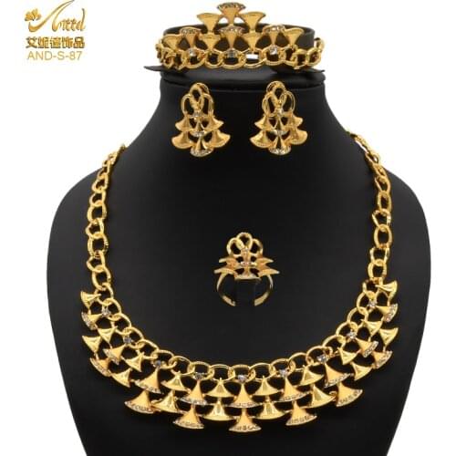ANIID Ethiopian Necklace Jewelery Sets Bridal Wedding Statement Dubai Bridal Jewelerry For Women Gold Dazz Accessories Juwellery