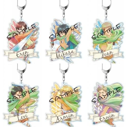 Japan Anime Attack on Titan PALE TONE Acrylic Keychain Bag Pendant Keyring Rivaille Eren Jager Mikasa Ackerman Armin Arlert