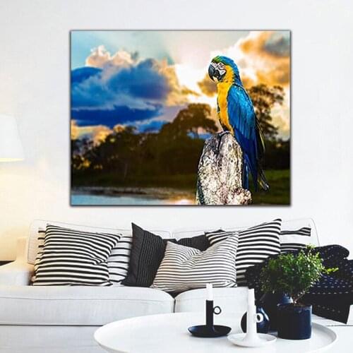 DIY colorings pictures by numbers with parrot picture drawing Relief painting by numbers framed Home