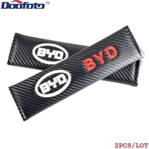Doofoto Car Seat Belt Cover For BYD F3 F0 S6 F3R F0 F 3 Accessories Styling Shoulder Protective Pad Case Carbon Fiber Universal