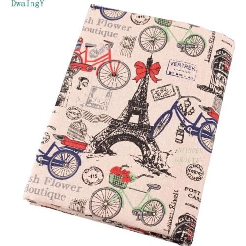 DwaIngY Printed Tower Cotton Linen Fabric For Quilting DIY Sewing/Sofa/Table,Cloth Furniture Cover Tissue Cushion Material World
