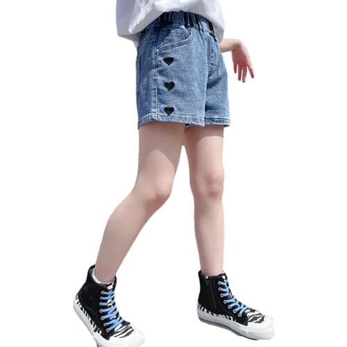 Jeans Girl Heart Pattern Girls Jeans Casual Style Jeans Kids Summer Childrens Clothing 6 8 10 12 14