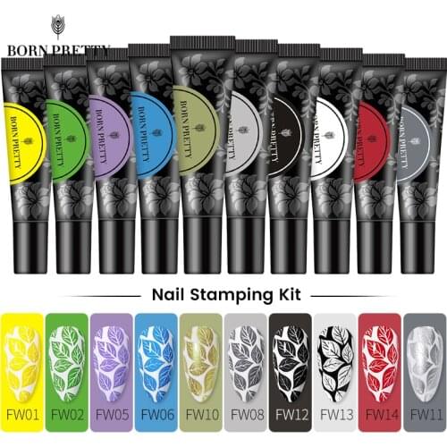 BORN PRETTY Nail Stamping Gel Set 8ml Stamp Print Oil UV Gel Nail Polish Soak Off Gel Varnish for Nail Art Template Design Tool