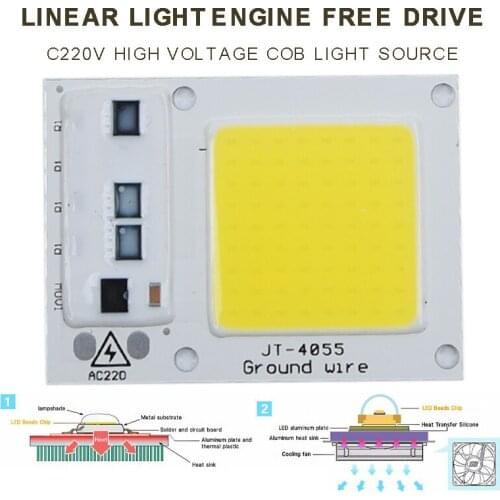 For Traffic/Indoor/Artwork DIY Lighting 1pc High Quality LED Chip Lamp 30W Mini AC 220V COB Integrated IC Driver Light