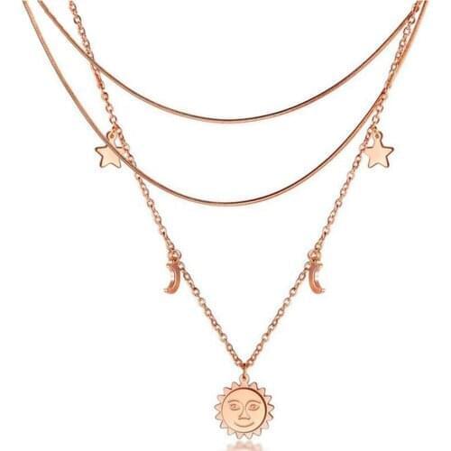 Multilayer Stainless steel Necklaces & Pendants For Women Charm Gold Choker Necklace Bohemian Jewelry Wholesale