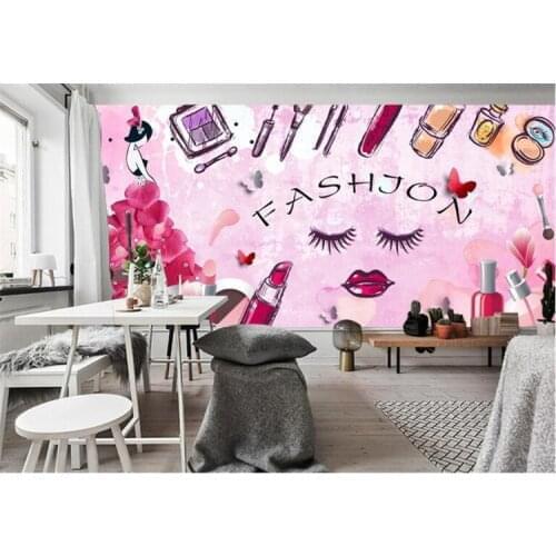 Fashion HD Europe and America hand-painted cosmetics wallpaper shop makeup shop background wall