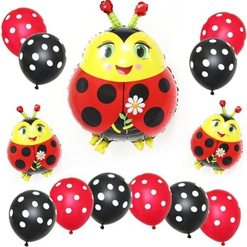 Cartoon Bee Ladybug Foil Balloon Kids Happy Birthday Party Decoration Latex Balloons Set Baby Shower Wedding Decor Supplies Kids