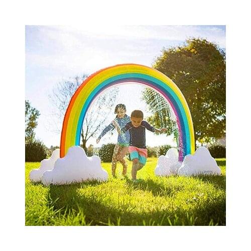 Inflatable rainbow water jet arch childrens outdoor water play toy lawn play mat inflatable shark water jet arch bridge