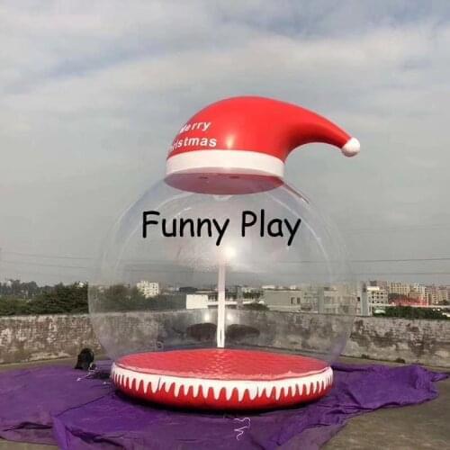 Inflatable christmas snow ball festival Xmax take photo Christmas decorations inflatable snow ball with santa hat
