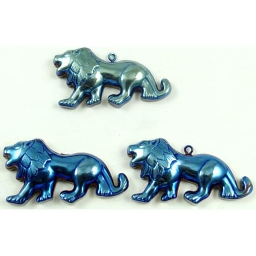 Natural Quartz crystal Titanium Hematite hand-Carved lion Gem pendant for diy jewelry making necklace Accessories3pcs P11