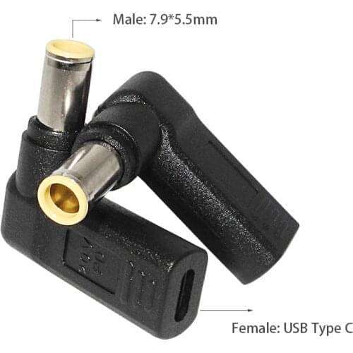 USB C Type C Female to 7.9*5.5mm Male USB PD Emulator Trigger Angled DC Power Adapter Plug Converter for Lenovo Thinkpad Laptop