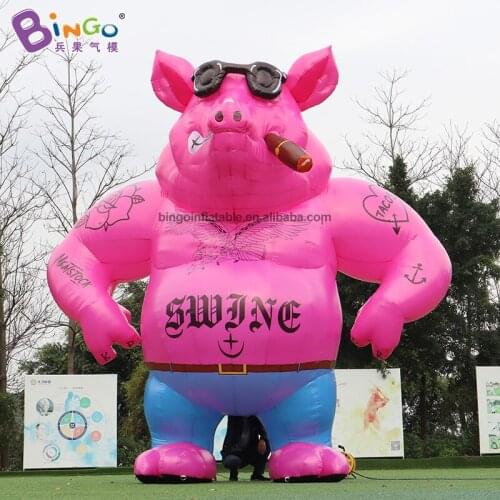 Personalized Giant Inflatable Pink Pigs Balloons For Cartoon Display 4.8x3x5m
