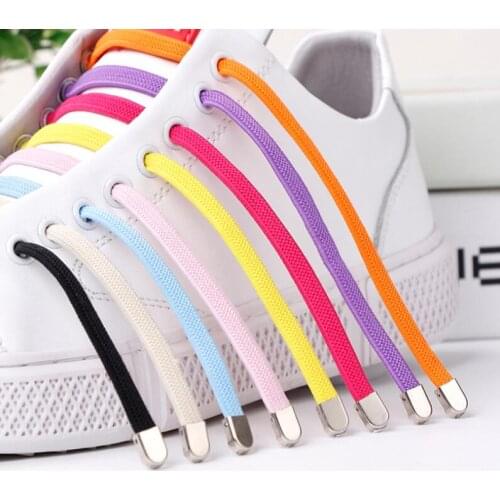 Fashion 100cm Flat High Elastic Lazy Shoelace Silicone Shoelace Both For Child and Adult