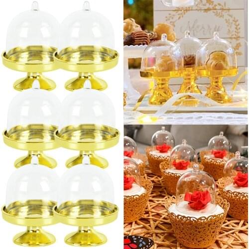 Mini Transparent Candy Biscuit Snacks Box for Baby Shower Birthday Wedding Cupcake Stand Container Plate Dessert Packaging
