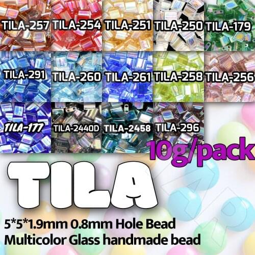 BLUESTAR Transparent Bling Bling Multicolor Tila Beads Tila Glass Square DIY jewelry accessories Bead 2 Holes 10g/pack beadwork