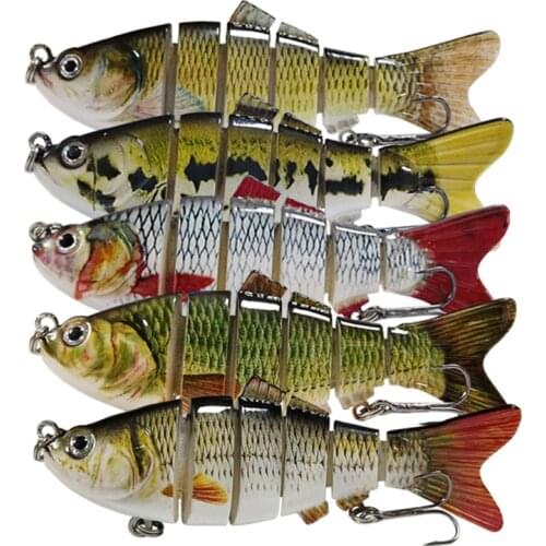10cm 3D Eyes Lifelike Fishing Lure with Double Hooks 6 Jointed Sections Artificial Bionic Lures Accessories