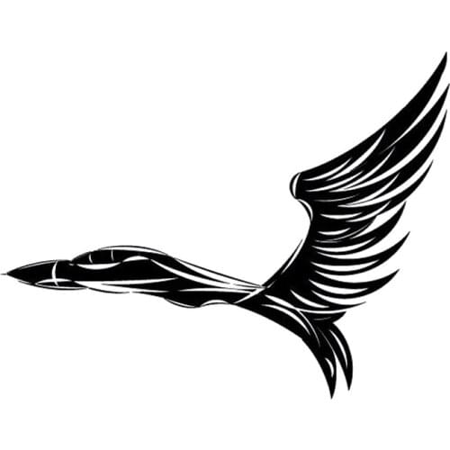 Airplane Bird Wings Flying Stickers High Quality Car Window Decoration Personality Pvc Waterproof Decals Black/white, 20cm*15cm