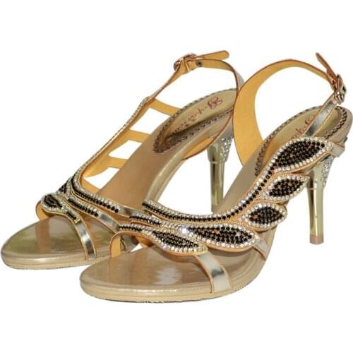 High Heel Open-toe Sandals Women Summer New Rhinestone Hollow Luxury Women Banquet Shoes