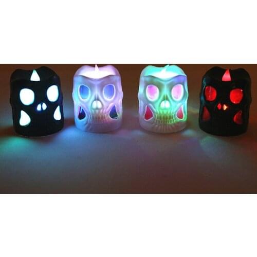 Happy Halloween LED Flameless Candles Skull Colorful Trick Or Treat Battery Operated Led Light Festival Candles