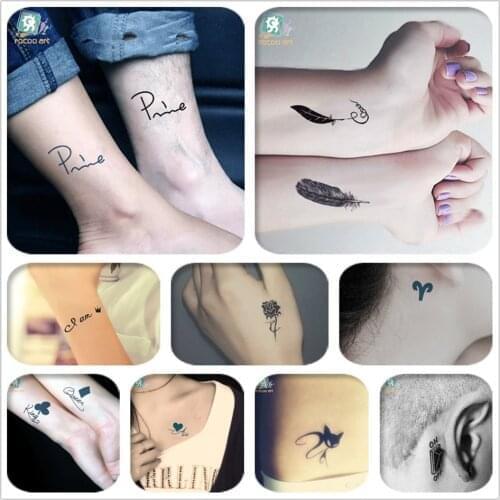 Mixed 8 Sheets Traditional Small Tattoo Designs Black Tatoo Fake Body Temporary Tattoos Unique Feather Fox Tattoos For Girls