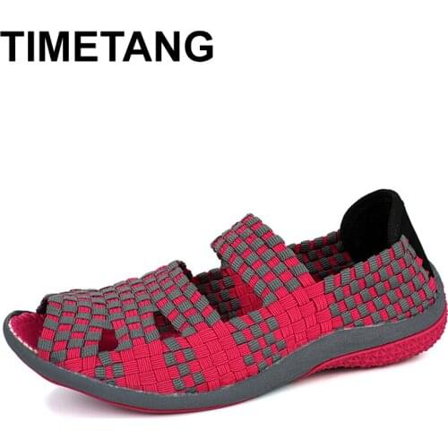 TIMETANG 2018 Summer women flats sandals Shoes women woven flat ladies multi colors slip on sandals female brand loafers C267