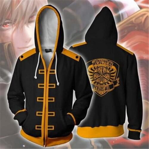 GINTAMA Cosplay OKITA SOUGO Zipper Hoodie Cosplay Men and Women Casual Sports Sweater Anime Clothing New 3D Printing