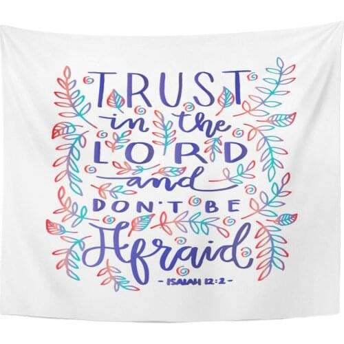 Trust in The Lord Bible Verse Hand Lettered Home Decor Tapestry Wall Hanging for Living Room Bedroom Dorm 50x60 inches
