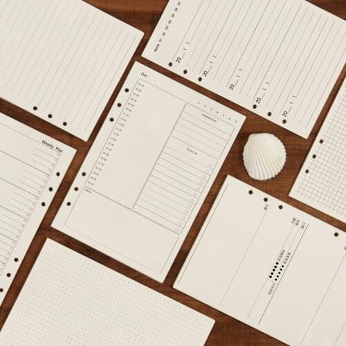 1pcs 50 sheets of A5 universal hand account replacement inside page standard 6 hole month plan week plan financial notebook