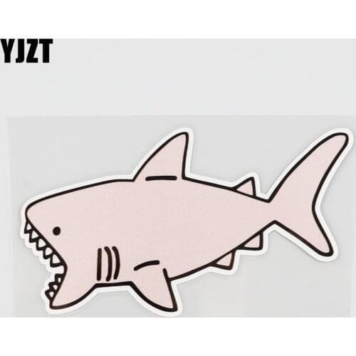 YJZT 13.7CMX7.6CM Pink Shark Car Sticker Cute Cartoon Shark Pvc Decal 6A-0134