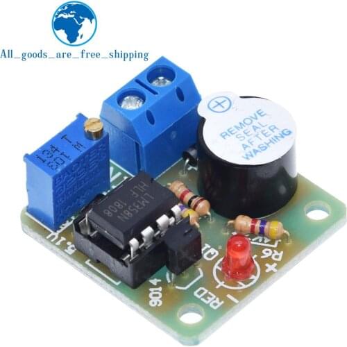 TZT 12V LM358 Accumulator Sound Light Alarm Board Buzzer Prevent Over Discharge Controller Module Without Overvoltage Protection
