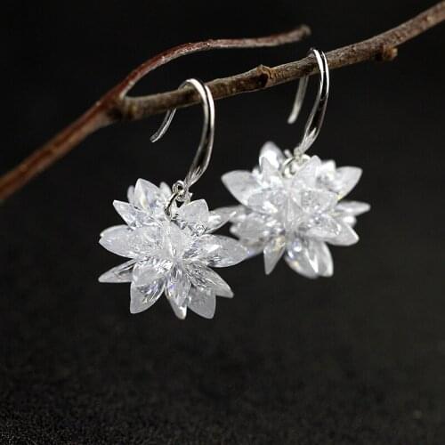 New Fashion Ice Flower Drop Earrings For Women Real 925 Sterling Silver Fine Jewelry For Party Christmas