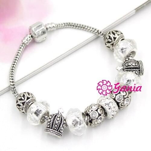 Hot Sell 5 Colors European Style Bracelet for Women With 3D Crown Beads Hallow Beads Bracelet Jewelry Pulsera Bijoux