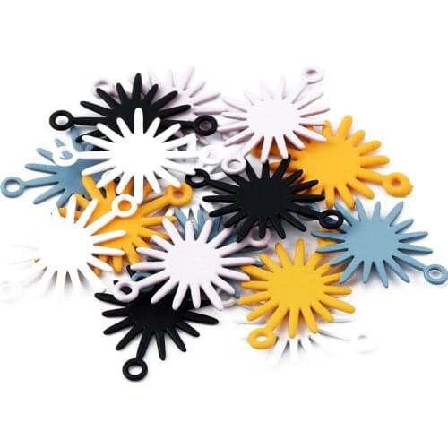 18*13.2mm Brass Multicolor Double Hanging Sun Flower Small Sun Charm Pendant Fashion Charm DIY Bracelet Necklace Accessories
