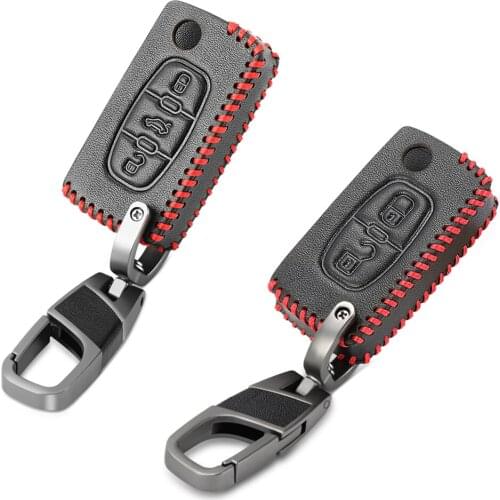 2/3 BUTTON FIT FOR CITROEN XSARA PICASSO C2 C3 C4 C5 C6 C8 PEUGEOT 107 206 207 307 308 406 LEATHER KEY COVER CASE FOB HOLDER